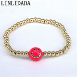 8Pcs 4MM Smile Face Beads Elastic Bracelet for Girl Women Jewelry