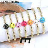 8Pcs 4MM Smile Face Beads Elastic Bracelet for Girl Women Jewelry