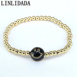 8Pcs 4MM Smile Face Beads Elastic Bracelet for Girl Women Jewelry