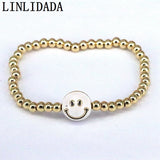 8Pcs 4MM Smile Face Beads Elastic Bracelet for Girl Women Jewelry