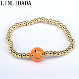 8Pcs 4MM Smile Face Beads Elastic Bracelet for Girl Women Jewelry