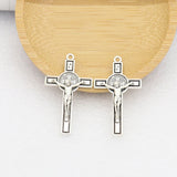 8Pcs St. Benedict Cross Pendant CSPB Silver Charms DIY Necklaces Jewelry