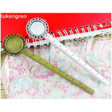 8Pcs Antique Silver Plated Bronze Straight Ruler Base Inner 20mm Round