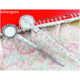 8Pcs Antique Silver Plated Bronze Straight Ruler Base Inner 20mm Round
