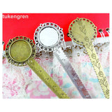 8Pcs Antique Silver Plated Bronze Straight Ruler Base Inner 20mm Round