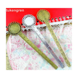 8Pcs Antique Silver Plated Bronze Straight Ruler Base Inner 20mm Round