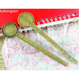 8Pcs Antique Silver Plated Bronze Straight Ruler Base Inner 20mm Round