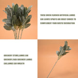 8Pcs Flocked Lambs Ear Leaves Stems Faux Greenery Sprays