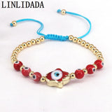 Boho Hamsa Lampwork Glass Beaded Bracelet - Set of 8