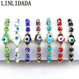 Boho Hamsa Lampwork Glass Beaded Bracelet - Set of 8