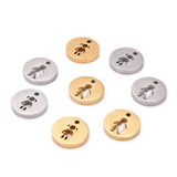 8Pcs 304 Stainless Steel Charms Flat Round Girl Boy Jewelry Making DIY Mixed
