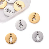 8Pcs 304 Stainless Steel Charms Flat Round Girl Boy Jewelry Making DIY Mixed