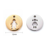 8Pcs 304 Stainless Steel Charms Flat Round Girl Boy Jewelry Making DIY Mixed
