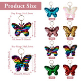 8Pcs Butterfly Pendant Keychain Crystal Sequin DIY Home Decoration