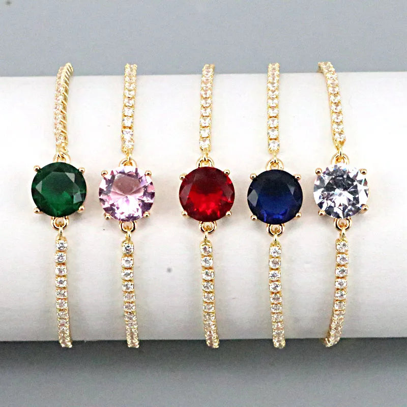 8Pcs Crystal Zircon Bracelet for Women Adjustable Chain Bracelets Gift