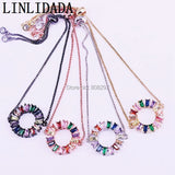 8Pcs Sparkling Slider Bracelets Micro Pave Rainbow Zirconia Adjustable Chain