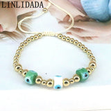 8Pcs Evil Eye Lampwork Glass Bead Bracelets,Gold Plated Copper Bracelet