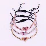 8Pcs Colorful Zirconia Rainbow Heart Macrame Bracelet