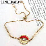 8Pcs Eye Enamel Bracelets for Women Boho Gold-color Bead Chain Bracelet