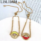 8Pcs Eye Enamel Bracelets for Women Boho Gold-color Bead Chain Bracelet
