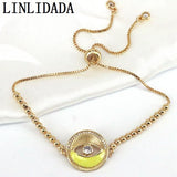8Pcs Eye Enamel Bracelets for Women Boho Gold-color Bead Chain Bracelet