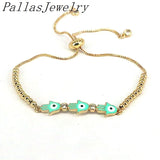 8Pcs Plated Rainbow Enamel Hamsa Hand CZ Bracelet