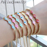 8Pcs Plated Rainbow Enamel Hamsa Hand CZ Bracelet