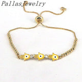 8Pcs Plated Rainbow Enamel Hamsa Hand CZ Bracelet