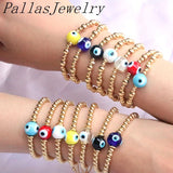 8Pcs 18k Ball Beaded Bracelet, Colorful Evil Eye Bead Rope Chain Bracelet