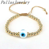 8Pcs 18k Ball Beaded Bracelet, Colorful Evil Eye Bead Rope Chain Bracelet