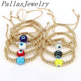 8Pcs 18k Ball Beaded Bracelet, Colorful Evil Eye Bead Rope Chain Bracelet