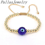 8Pcs 18k Ball Beaded Bracelet, Colorful Evil Eye Bead Rope Chain Bracelet