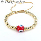 8Pcs 18k Ball Beaded Bracelet, Colorful Evil Eye Bead Rope Chain Bracelet