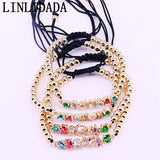8Pcs 4mm Beads Rope Bracelet with Cubic Zirconia for Women