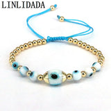 Colorful Glass Bead Bracelet Set, Gold Plated Copper Beads