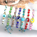 Colorful Glass Bead Bracelet Set, Gold Plated Copper Beads