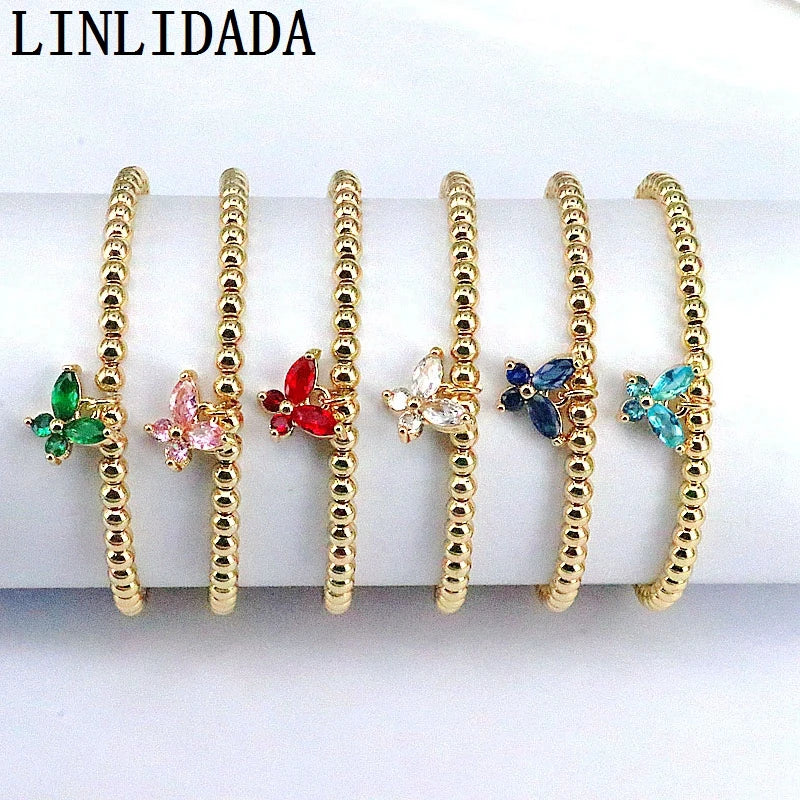 8Pcs Crystal Zircon Butterfly Charm Bracelets for Women