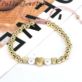 Heart Charm Beads Round Ball Adjustable Bracelet For Women