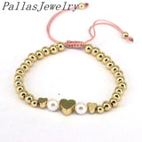 Heart Charm Beads Round Ball Adjustable Bracelet For Women