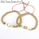 Heart Charm Beads Round Ball Adjustable Bracelet For Women