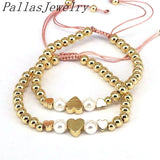 Heart Charm Beads Round Ball Adjustable Bracelet For Women