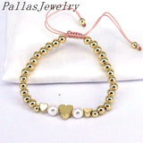 Heart Charm Beads Round Ball Adjustable Bracelet For Women