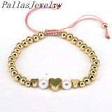 Heart Charm Beads Round Ball Adjustable Bracelet For Women