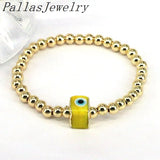 8Pcs Multicolor Lampwork Eye Beads Bracelets 18K Plated Stretch Jewelry