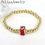 8Pcs Multicolor Lampwork Eye Beads Bracelets 18K Plated Stretch Jewelry