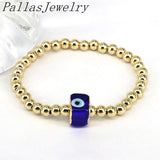 8Pcs Multicolor Lampwork Eye Beads Bracelets 18K Plated Stretch Jewelry