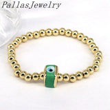 8Pcs Multicolor Lampwork Eye Beads Bracelets 18K Plated Stretch Jewelry