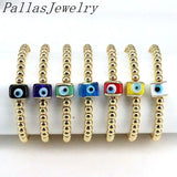 8Pcs Multicolor Lampwork Eye Beads Bracelets 18K Plated Stretch Jewelry