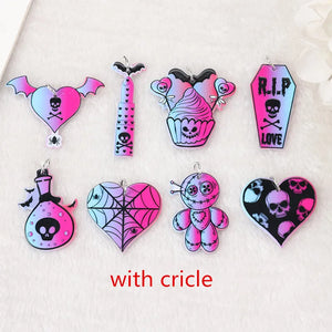 8Pcs Goth Halloween Charms Acrylic Jewelry Findings for DIY Making