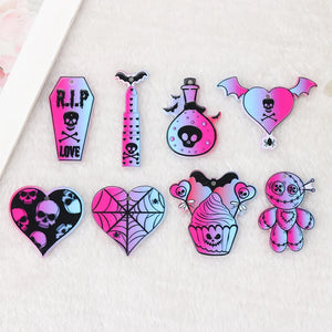 8Pcs Goth Halloween Charms Acrylic Jewelry Findings for DIY Making